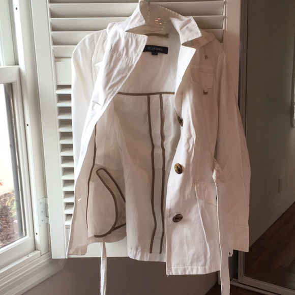 White Ellen Tracy trench coat rain jacket - Picture 7 of 8